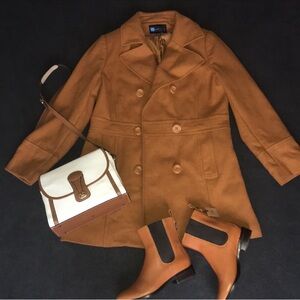Relativity Tan Double-Breasted Pea Coat
